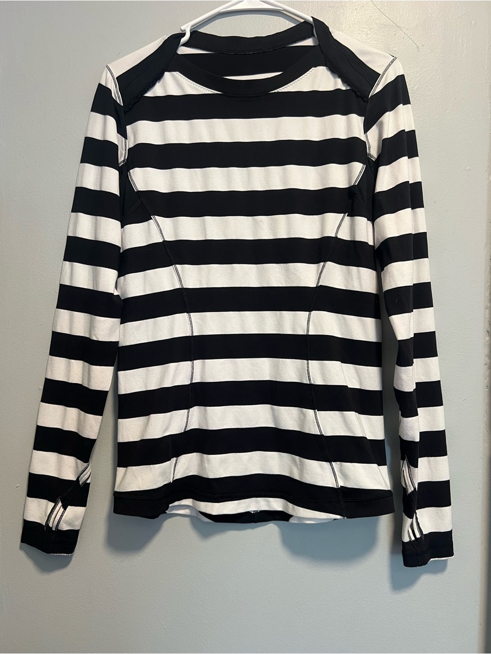 lululemon athletica Black and White Striped Long Sleeve Top